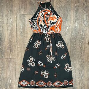 🦋 LOFT sunset paisley halter dress, size small